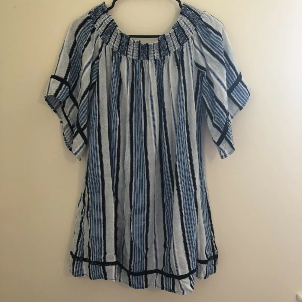 🌺 Love Fire Womens Stripe Shirt Blue & White M